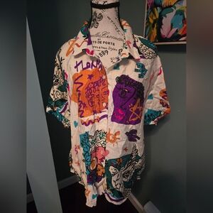 Milk & Honey Abstract Short Sleeve Button Up